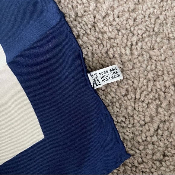 Celine Navy, Teal & Gold Silk Square Scarf - Picture 5 of 5